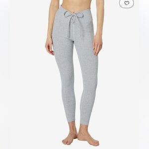 Year of Ours Football Lace Up Leggings Gray Coral Women' Size M Cropped